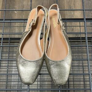 Kensie Metallic Gold Slingback Flats